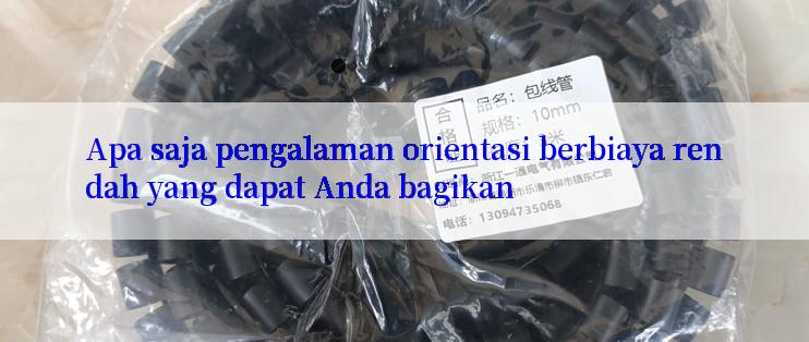 Apa saja pengalaman orientasi berbiaya rendah yang dapat Anda bagikan