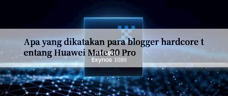 Apa yang dikatakan para blogger hardcore tentang Huawei Mate 30 Pro