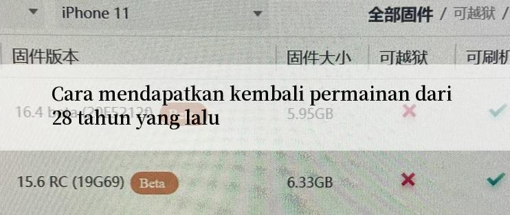 Cara mendapatkan kembali permainan dari 28 tahun yang lalu