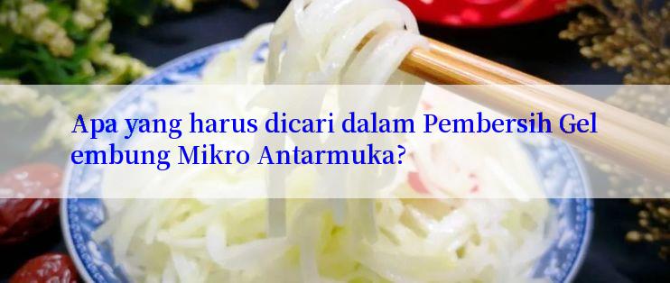 Apa yang harus dicari dalam Pembersih Gelembung Mikro Antarmuka?